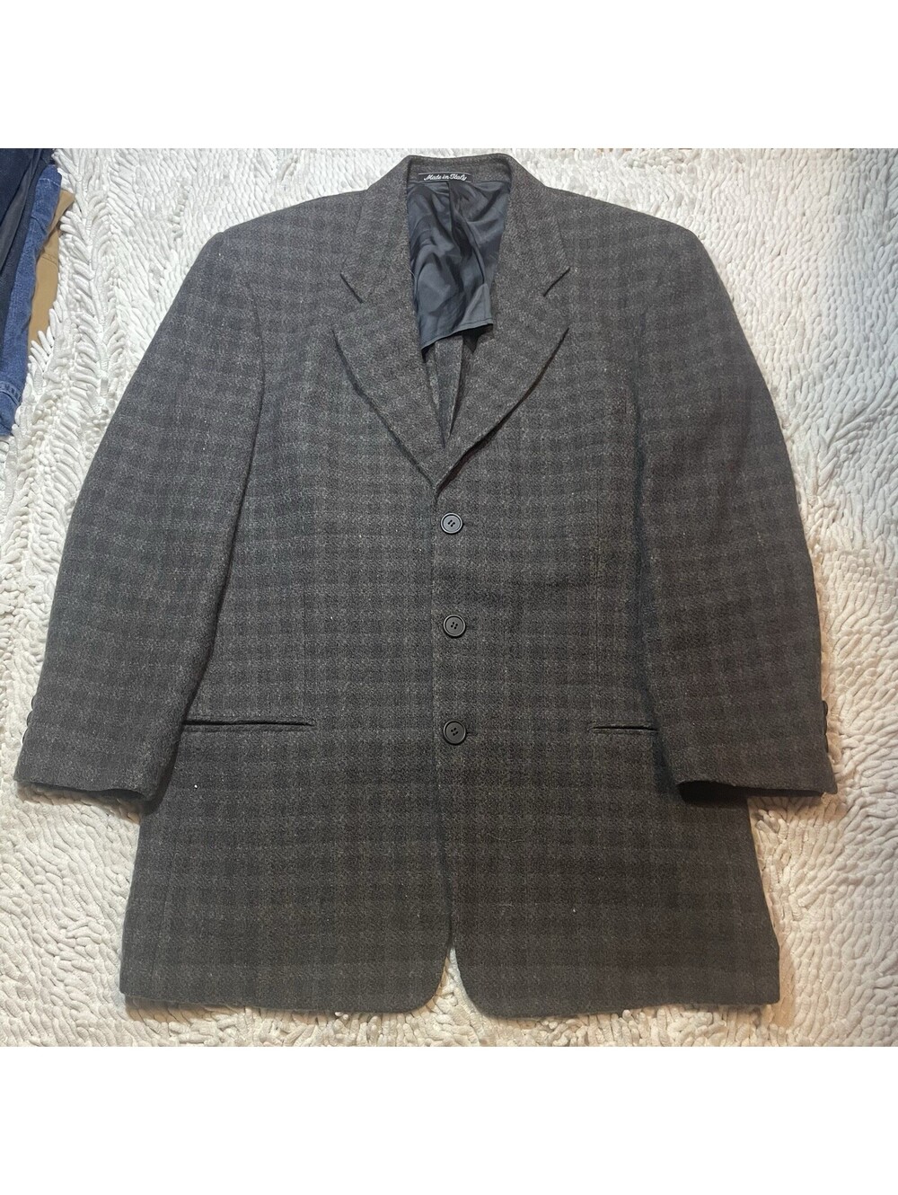 VTG Giorgio Armani Le Collezioni Houndstooth Wool Mohair Sport Coat Blazer 40R